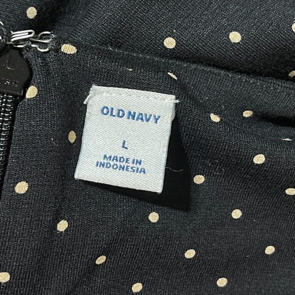 Old Navy Dot Swing Dress Black Tan Crew Neck Short Sleeve Size L Large - Picture 4 of 6